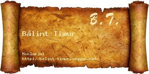 Bálint Timur névjegykártya